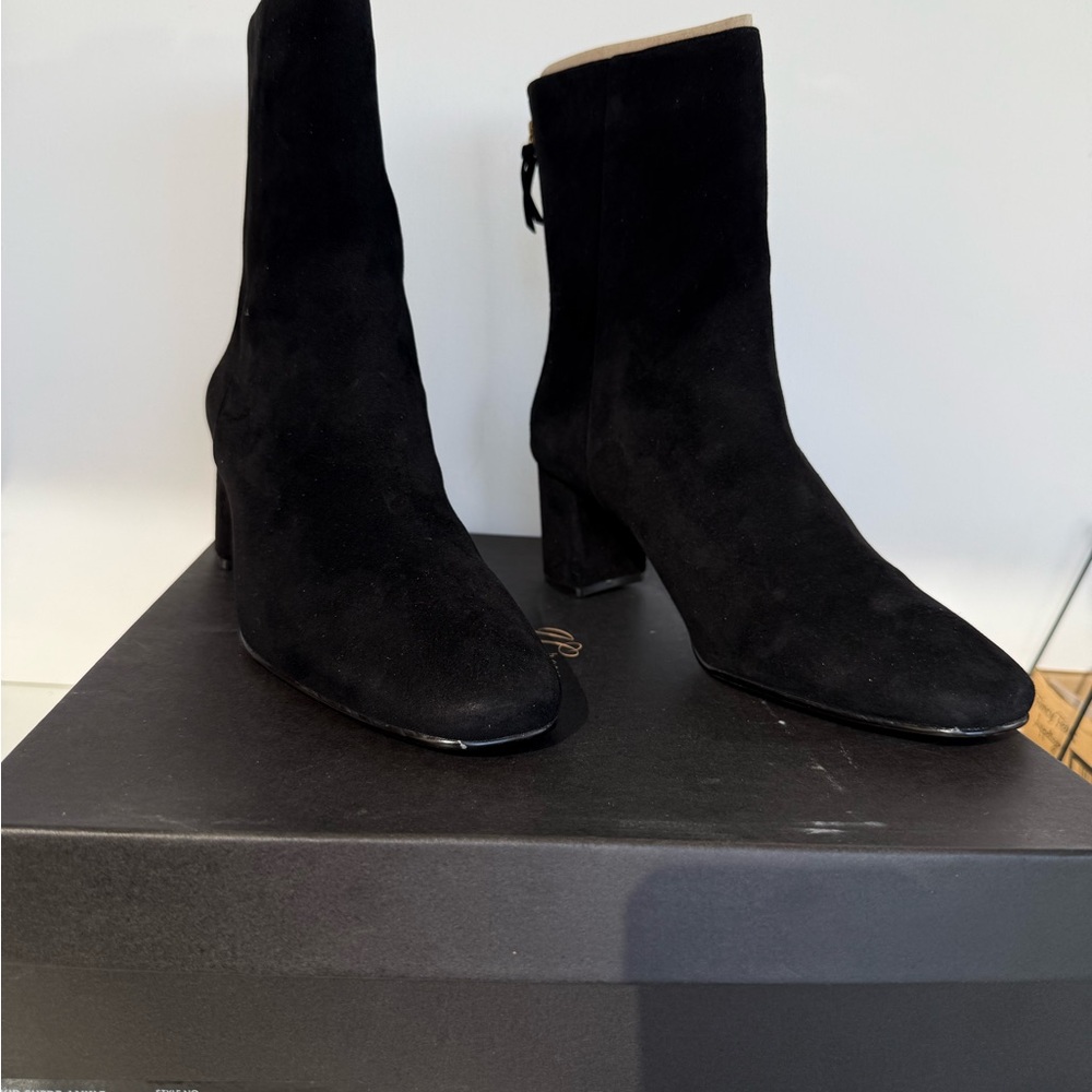 J. Crew Black Suede Heeled Boots, Lining -Leather, Comfortable, Stylish,Elegant
